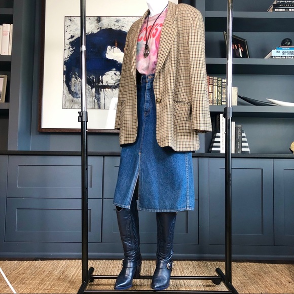 Vintage Check Plaid Blazer Oversized Casual Corner - Picture 5 of 10